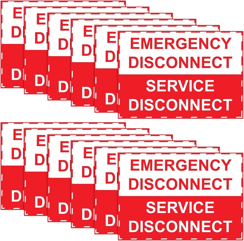 LEIFIDE 12 Pack NEC Compliant Emergency Disconnect Sticker 5"x 3.5" Emergency Disconnect Service Warning Sticker Shut Off Sign Uv-Resistant Electric Panel Labels Vinyl Waterproof for Indoor Outdoor - Image 1